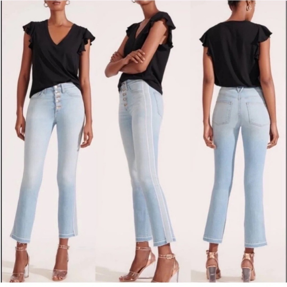 Veronica Beard High Rise Jeans Baby Boot Carolyn Ribbon Stripe‎ Aire 29/8 - Picture 2 of 14